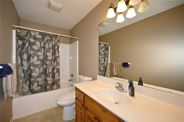 19617 Harbor Dr, Smithville, MO 64089 - full bathroom with vanity, shower / bathtub combination with curtain, and a chandelier