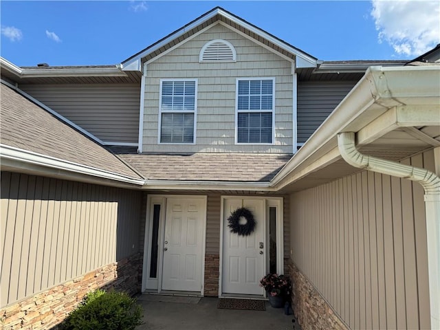 21086 Millridge St, Spring Hill, KS 66083 - view of exterior entry featuring roof with shingles