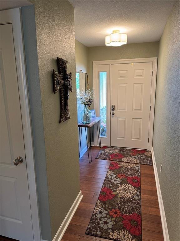 21086 Millridge St, Spring Hill, KS 66083 - foyer with a textured wall, dark wood-style floors, and a textured ceiling