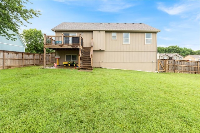 20335 W 220th Ter, Spring Hill, KS 66083 - rear view of house with stairway, a deck, and a fenced backyard