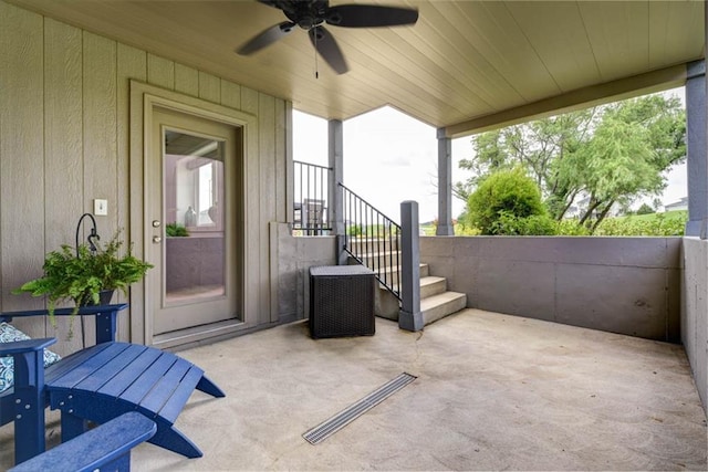 14423 N 145th St, Basehor, KS 66007 - view of patio with ceiling fan and stairs