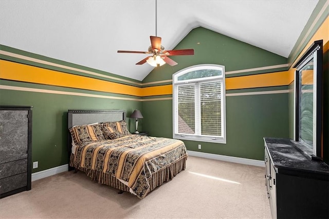 14409 Grandview St, Overland Park, KS 66221 - carpeted bedroom featuring vaulted ceiling and ceiling fan
