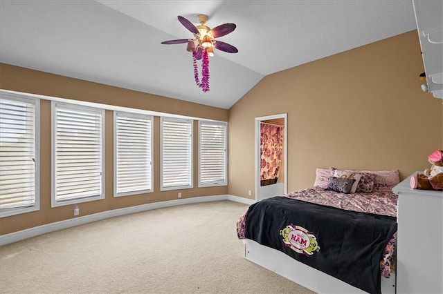 14409 Grandview St, Overland Park, KS 66221 - bedroom with vaulted ceiling, carpet, and a ceiling fan