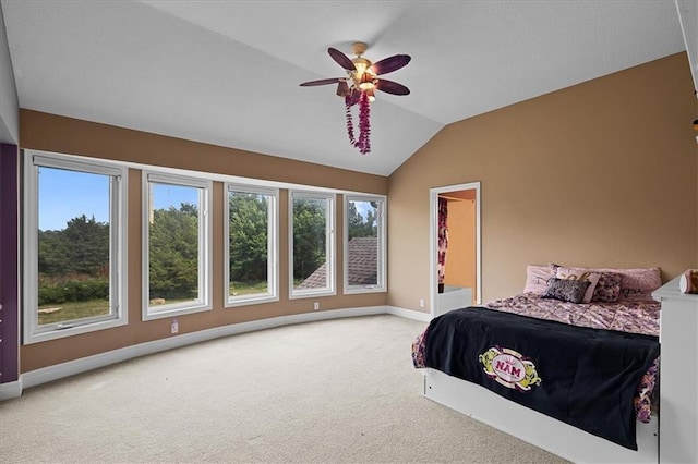 14409 Grandview St, Overland Park, KS 66221 - carpeted bedroom with lofted ceiling and ceiling fan