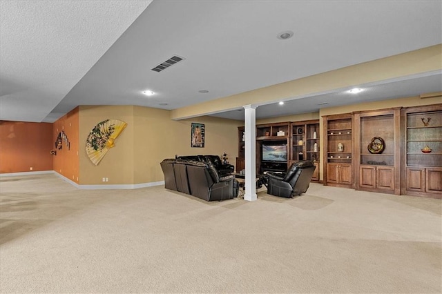 14409 Grandview St, Overland Park, KS 66221 - carpeted living area featuring baseboards and recessed lighting