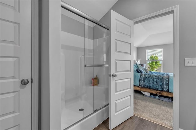 20367 W 193rd Ter, Spring Hill, KS 66083 - ensuite bathroom featuring a shower stall and wood finished floors