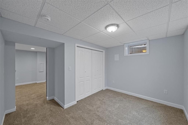 8815 W 81st St, Overland Park, KS 66204 - basement with carpet floors and a drop ceiling