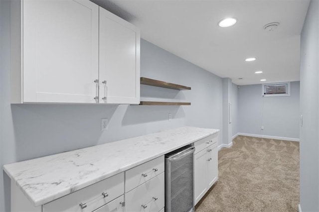 8815 W 81st St, Overland Park, KS 66204 - bar area with wine cooler, recessed lighting, and light carpet