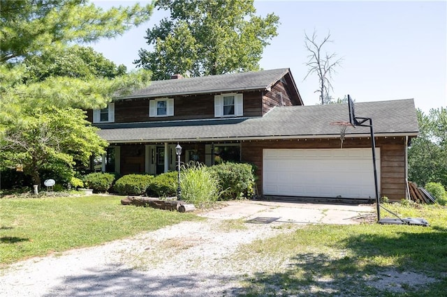 25421 Marel Rd, Excelsior Springs, MO 64024 - view of front of home with driveway, an attached garage, a front lawn, and a chimney