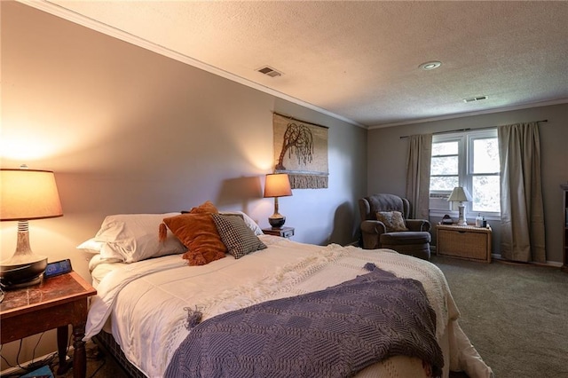25421 Marel Rd, Excelsior Springs, MO 64024 - carpeted bedroom featuring a textured ceiling and ornamental molding