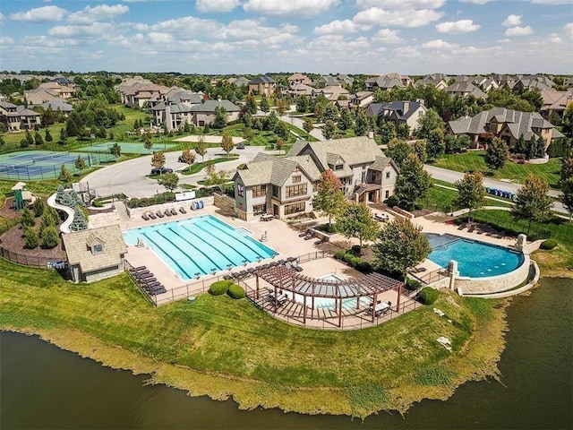 16420 Lucille St, Overland Park, KS 66221 - aerial perspective of suburban area with a pool area