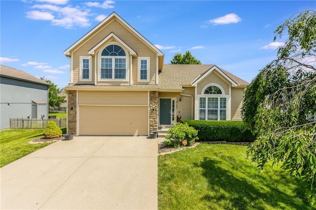 8103 NE 111th Ter, Kansas City, MO 64157 - view of front of property with a garage, driveway, and stone siding