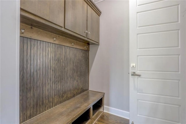 15716 Canterbury St, Overland Park, KS 66085 - mudroom with baseboards and dark wood-style flooring