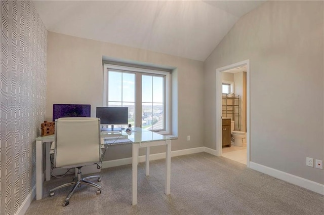 15716 Canterbury St, Overland Park, KS 66085 - carpeted home office with vaulted ceiling and baseboards