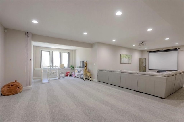 15716 Canterbury St, Overland Park, KS 66085 - carpeted home theater room featuring recessed lighting