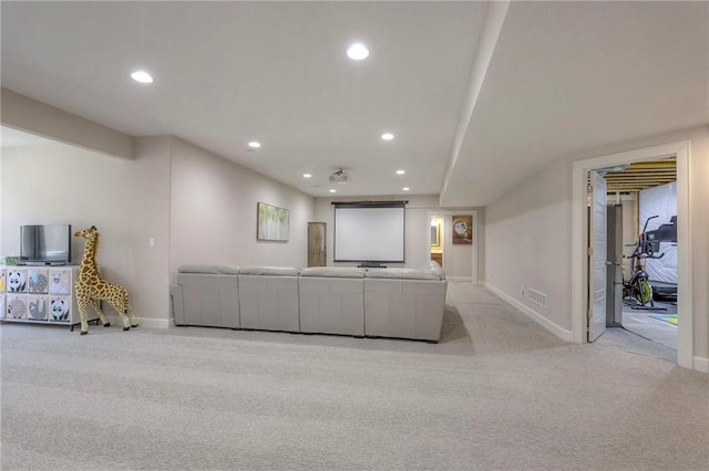 15716 Canterbury St, Overland Park, KS 66085 - carpeted home theater room featuring recessed lighting