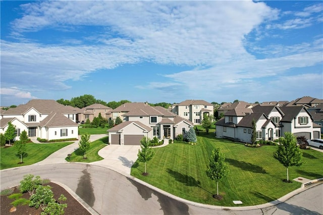 15716 Canterbury St, Overland Park, KS 66085 - view of home's community featuring a residential view, driveway, an attached garage, and a yard