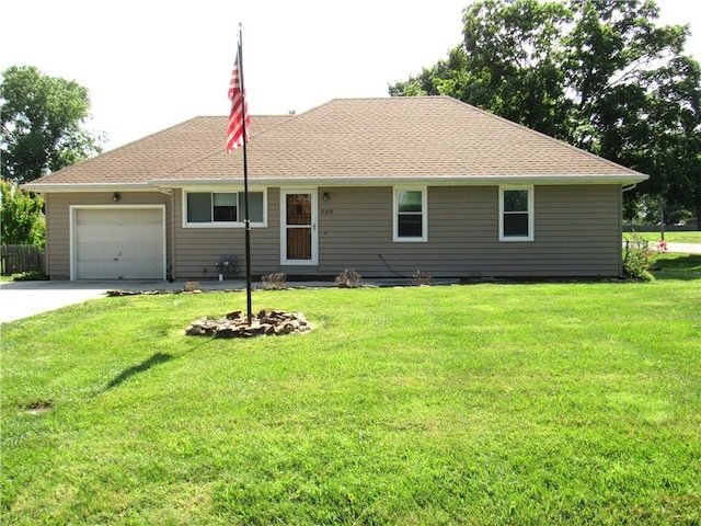 502 N Jefferson St, Spring Hill, KS 66083 - single story home featuring an attached garage, concrete driveway, a front lawn, and roof with shingles