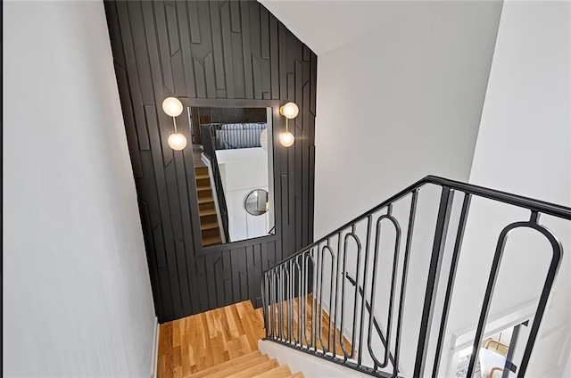 18501 Mohawk Ln, Overland Park, KS 66085 - staircase with wood finished floors