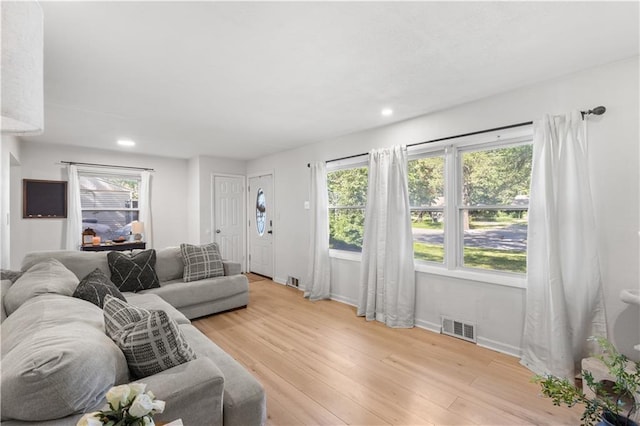 11102 Winchester Ave, Kansas City, MO 64134 - living area featuring light wood-style floors, plenty of natural light, and recessed lighting
