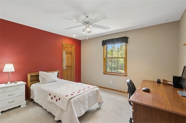 12117 Knox St, Overland Park, KS 66213 - bedroom featuring light colored carpet, a ceiling fan, and a desk