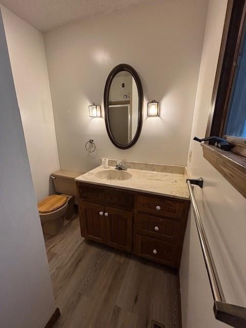 603 Lakeside Ct, Girard, KS 66743 - bathroom with wood finished floors, vanity, and a textured ceiling