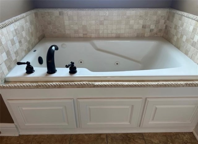 1703 Esther Dr, Kearney, MO 64060 - bathroom with a jetted tub and tile patterned floors