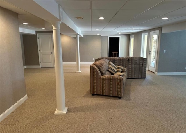 1703 Esther Dr, Kearney, MO 64060 - living area featuring carpet flooring and recessed lighting