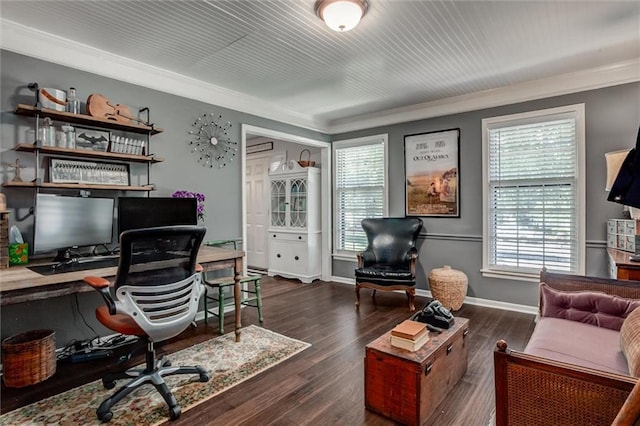 9718 W 115th Ter, Overland Park, KS 66210 - office featuring ornamental molding, healthy amount of natural light, and wood finished floors