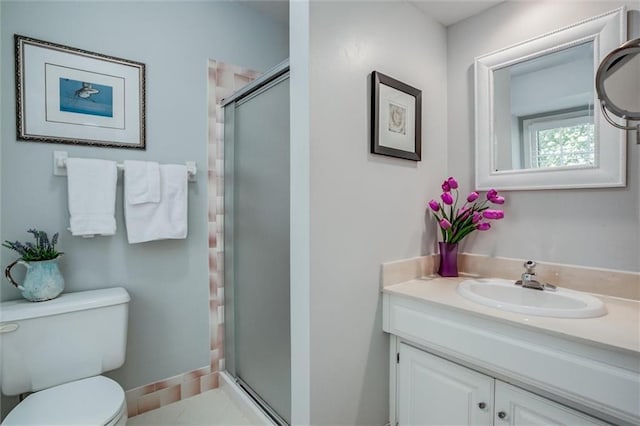 9718 W 115th Ter, Overland Park, KS 66210 - bathroom with vanity, a shower stall, and tile patterned flooring