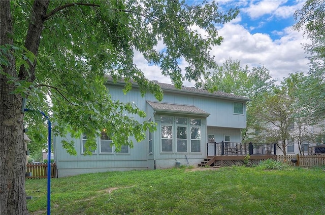 11580 S Skyview Ln, Olathe, KS 66061 - rear view of property with a wooden deck