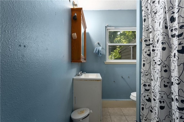 2716 S 52nd St, Kansas City, KS 66106 - bathroom featuring vanity, tile patterned flooring, and a shower with shower curtain