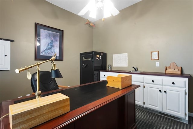 5817 Park Cir, Shawnee, KS 66216 - office featuring ceiling fan and dark tile patterned floors
