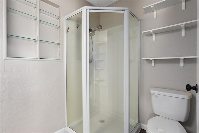 7421 NW 76th Ter, Kansas City, MO 64152 - bathroom with a stall shower and a textured wall