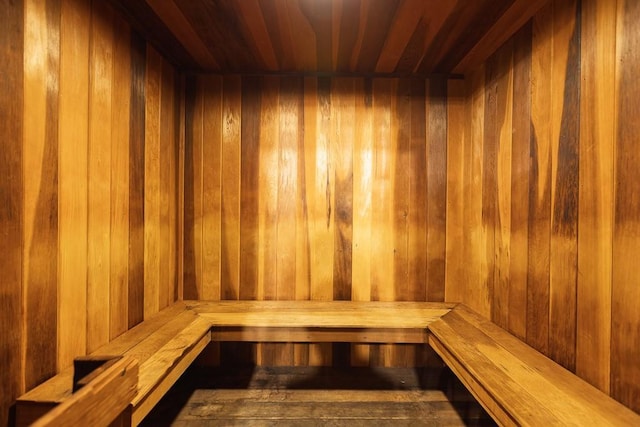 308 W 8th St Unit 409, Kansas City, MO 64105 - sauna with wood walls and wood ceiling