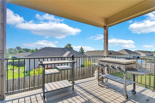 307 S Wilson St, Archie, MO 64725 - wooden terrace with a residential view