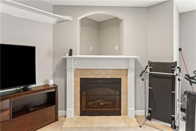820 Peach Tree Ln, Blue Springs, MO 64064 - living room with a tile fireplace
