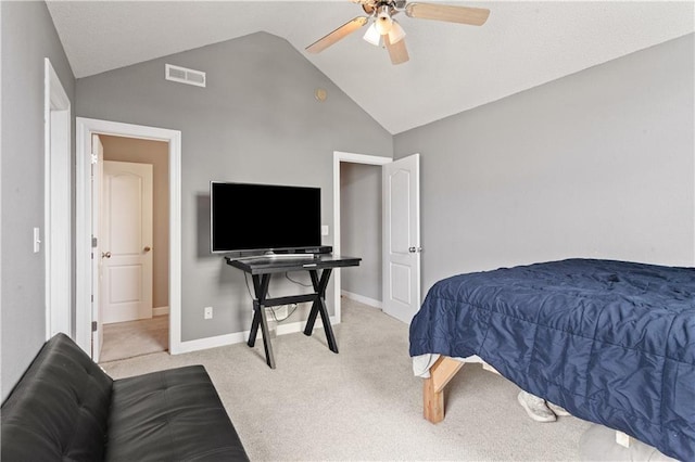 820 Peach Tree Ln, Blue Springs, MO 64064 - bedroom with lofted ceiling, carpet floors, and ceiling fan