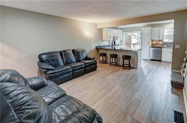 3524 NE Austin Dr, Lees Summit, MO 64064 - living room with light wood-style floors and a textured ceiling