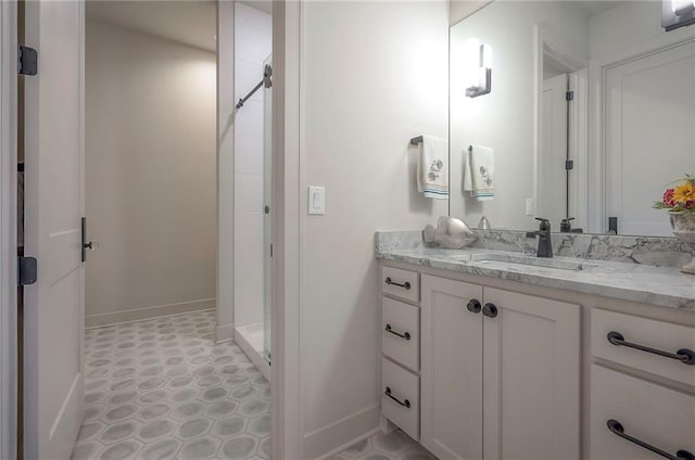 7736 N Donnelly Ave, Kansas City, MO 64158 - bathroom with vanity and a shower stall