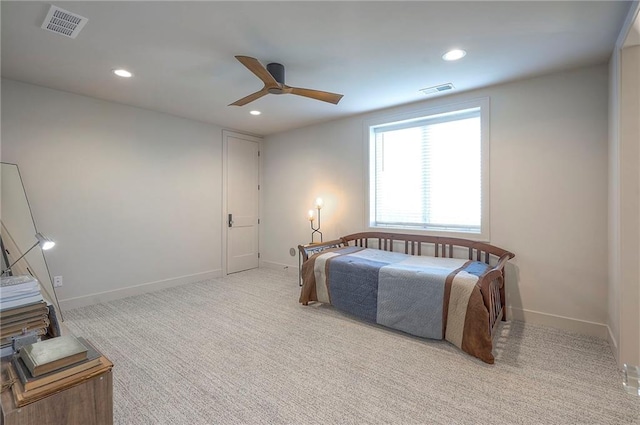 7736 N Donnelly Ave, Kansas City, MO 64158 - carpeted bedroom with recessed lighting and a ceiling fan