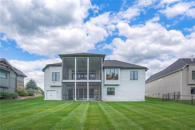 7736 N Donnelly Ave, Kansas City, MO 64158 - back of property with a balcony and ceiling fan