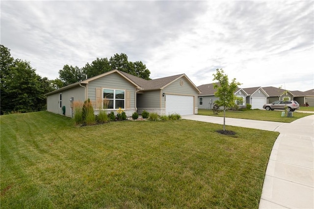 7908 SE 6th Ter, Blue Springs, MO 64014 - ranch-style house with concrete driveway, a front yard, and a garage