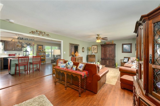 407 Maple Ct, Lansing, KS 66043 - living area with light wood-style flooring and a ceiling fan