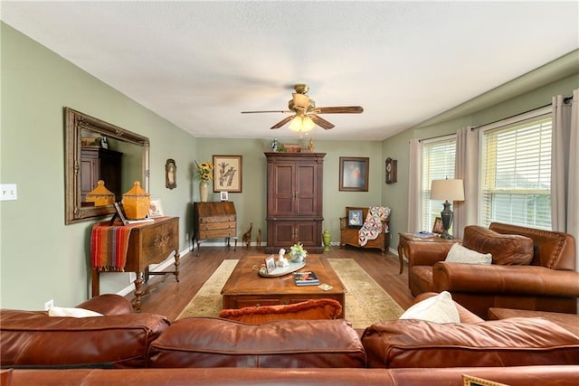 407 Maple Ct, Lansing, KS 66043 - living room with ceiling fan and wood finished floors
