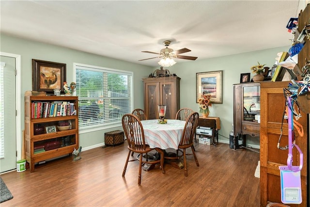 407 Maple Ct, Lansing, KS 66043 - dining area with wood finished floors and ceiling fan