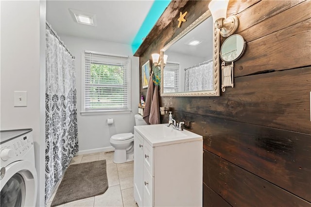 10708 E 301st St, Drexel, MO 64742 - full bathroom with washer / dryer, vanity, tile patterned flooring, and a shower with curtain