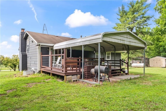 10708 E 301st St, Drexel, MO 64742 - rear view of property with a chimney and a storage shed