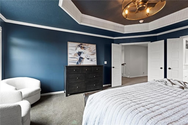 24957 W 98th St, Lenexa, KS 66227 - carpeted bedroom with ornamental molding and a tray ceiling