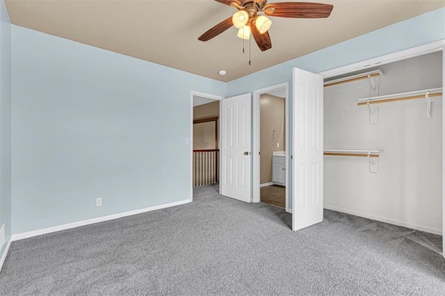 895 N Diane Dr, Olathe, KS 66061 - unfurnished bedroom with carpet floors, a closet, and ceiling fan